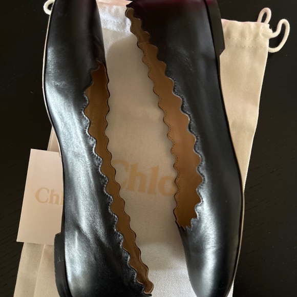 Chloe Lauren Scalloped Leather Flats - Picture 7 of 8